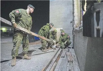  ?? ?? Reservists with the 31 Combat Engineer Regiment in Waterloo build wooden targets.