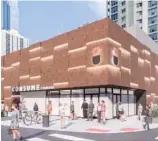  ?? ABOVE: CHICAGO ZONING BOARD OF APPEALS; BELOW: SUN-TIMES FILES ?? An artist’s rendering of a proposed cannabis dispensary (left) at the site of the old Rainforest Cafe (below), located at 605 N. Clark St.