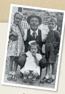  ??  ?? Top: Shirley (between her dad’s knees) with her siblings, Margie and Alfie.