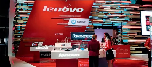  ??  ?? The Lenovo booth at the Mobile World Congress 2015 held in Barcelona, Spain.