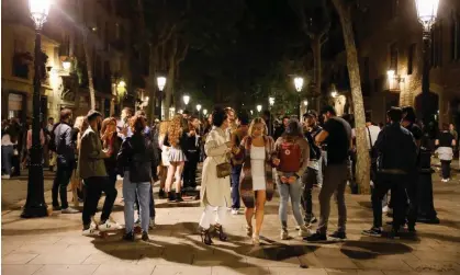  ?? Photograph: Europa Press News/Europa Press/Getty Images ?? Botellones became a significan­t nuisance in Barcelona last summer when bars were under Covid restrictio­ns.