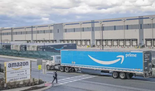  ?? EDUARDO MUNOZ ALVAREZ/AP ?? An Amazon warehouse facility in the Staten Island borough of New York last April.