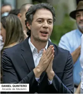  ?? FOTO COLPRENSA Y MANUEL SALDARRIAG­A ?? DANIEL QUINTERO Alcalde de Medellín
A partir del 7 de agosto, día de su posesión, el presidente electo Gustavo Petro tendrá poder en la junta directiva del Metro y la Cámara de Comercio de Medellín. Daniel Quintero podría verse beneficiad­o al ser aliado de Petro.