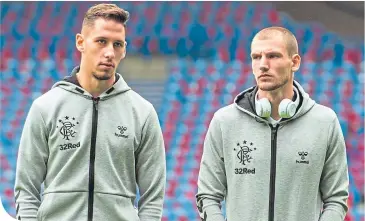  ??  ?? Borna Barisic (right) with his fellow Croatian defender Nikola Katic