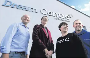  ??  ?? Trevor Dunlop, Karen Kernohan, Linda Kyle and Richard Hastings of the Green Pastures church, Ballymena, pictured at the church’s Dream Centre at Ballee
