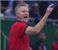  ?? MICHAEL CONROY — THE ASSOCIATED PRESS ?? U.S. head coach Steve Kerr calls a play for his team during Sunday's World Cup loss to Lithuania.