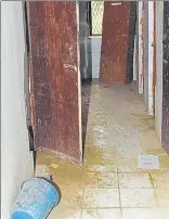  ??  ?? ▪ With broken doors and wash basins (above right), toilets at Subhash Hostel of LU are in a pathetic condition. (Right) The electricit­y board in a damaged condition in a room.