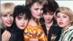  ??  ?? The classic Go-Gos lineup, circa 1982: Charlotte Caffrey (from left), Jane Wiedlin, Belinda Carlisle, Kathy Valentine and Gina Schock.