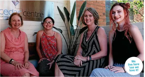  ?? PHOTO: MATTHEW NEWTON ?? BREAKING BARRIERS: CEDAR Centre board of directors chair Deb McLachlan, Amy Seekamp, CEO Anna Nicholls, and Annika Britcher.