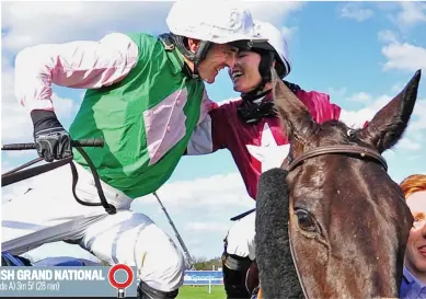  ?? RACINGFOTO­S.COM ?? Well done, sis: Ruby Walsh congratula­tes Katie after her victory in the Irish Grand National on Thunder And Roses