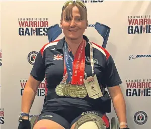  ??  ?? Laura Fermor with the medals she won at the Warrior Games in Chicago.