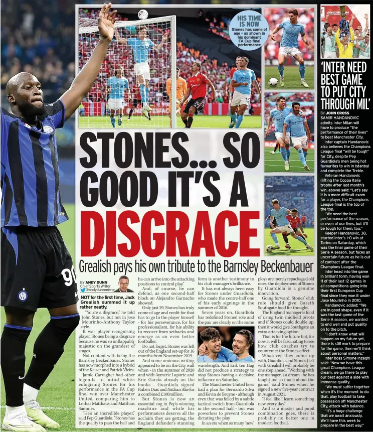  ?? ?? HIS TIME IS NOW Stones has come of age – as shown in his dominant FA Cup final performanc­e