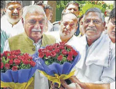  ?? HT PHOTO ?? Newly appointed Haryana Congress president Udai Bhan (right) with former CM Bhupinder Singh Hooda on Wednesday.