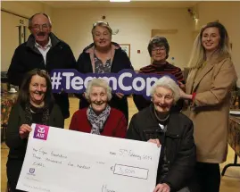  ??  ?? The Macroom Cope Foundation Committee held their AGM where they presented a cheque from their fundraisin­g efforts to the Cope Foundation. Front row (Left to Right) Ann Keating, Katie Dineen, Nessa Lucey. Back row (Left to Right) Dan Dwyer, Chrissie O’Donoghue, Anne Cronin and Elaine Murphy (Cope Foundation)