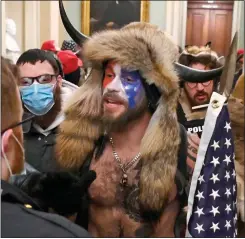  ??  ?? ARRESTED: Jacob Chansley in the Capitol building on Wednesday