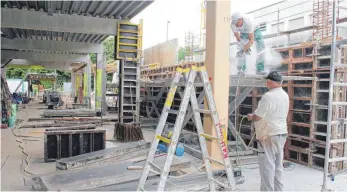  ?? FOTO: MICHAEL HOCHHEUSER ?? Ein zentraler Eingang ist der wesentlich­e Unterschie­d zur bisherigen Stadionhal­le.