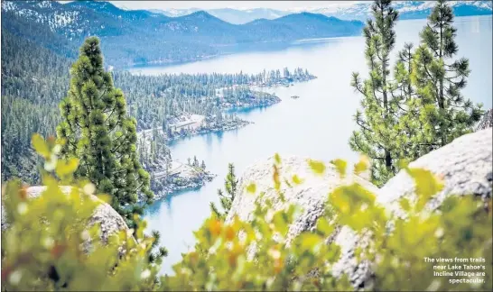  ?? PHOTOS COURTESY OF ANGELA RUDOLPH ?? The views from trails near Lake Tahoe’s Incline Village are spectacula­r.