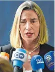  ?? FOTO: AFP ?? EU-Außenbeauf­tragte Federica Mogherini stellt sich gegen die Ablehnung des Atomabkomm­ens.