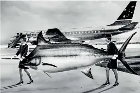 ?? AIR NZ ARCHIVE ?? Air NZ flies ‘‘Old Blue’’, a casting of a champion marlin caught in the Bay of Islands, to a Los Angeles vacation and travel show in 1968.