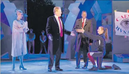  ?? Joan Marcus The Public Theater ?? THE PUBLIC Theater’s production of Shakespear­e’s “Julius Caesar” included Gregg Henry, center, in the Trump-esque title role.