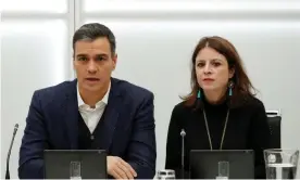  ??  ?? Pedro Sánchez, the acting prime minister, called for opponents to ‘unblock the political situation’. Photograph: Emilio Naranjo/EPA