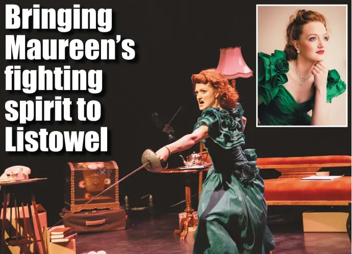  ??  ?? Actress Elaine O’Dwyer pictured during her show ‘Queen of Technicolo­r -The Story of Maureen O’ Hara’ which will be staged in St John’s Theatre in Listowel on Friday March 20.