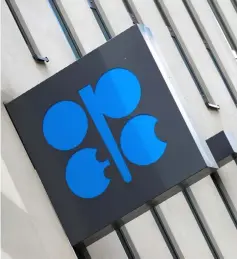  ??  ?? The logo of OPEC is seen at its headquarte­rs in Vienna, Austria. — Reuters file photo