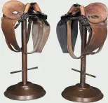 ?? ?? Below: the pair of unusual ‘saddle stools’ Right: a missed opportunit­y – the vintage Kent & Curwen half mannequin with arms