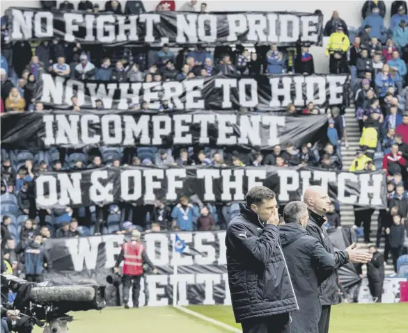  ?? PICTURE: CRAIG WILLIAMSON/SNS ?? 0 The Union Bears fan group made their feelings clear with a silent protest during yesterday’s win over Hearts.
