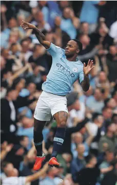  ??  ?? Raheem Sterling reached a personal milestone of his own as he scored on his 100th appearance for Manchester City Reuters