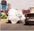  ?? — Picture: Justin Mutenda ?? The driver of this overloaded truck puts other motorists at risk, along Simon Mazorodze Road in Harare yesterday.