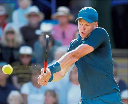  ??  ?? Good job: Britain’s Kyle Edmund in action during his second-round match against compatriot Andy Murray at the Eastbourne Open on Wednesday. — Reuters