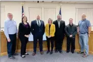  ?? PILOT NEWS GROUP FILE PHOTO ?? Marshall County Council members left to right: Jim Masterson, Nicole Cox, Jesse Bohannon, Deb Johnson, Will Patterson, Tim Harman and Adam Faulstich.