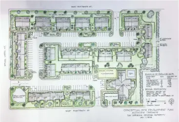  ?? Contribute­d illustrati­on ?? This is an artist’s rendering of the proposed 60-apartment dwelling developmen­t for the replacemen­t of the Altoview Terrace public housing complex in East Rome. Northwest Georgia Housing Authority officials reviewed these plans this week.