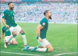  ?? AFP ?? Saleh Al-Shehri after scoring the equaliser against Argentina on Tuesday.