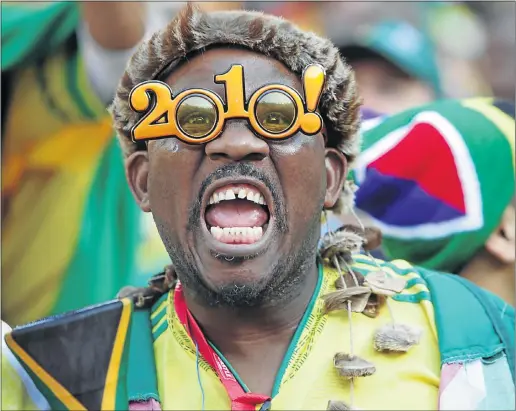  ?? Picture: JAMES OATWAY ?? PRIDE: A fan at the opening ceremony between Bafana Bafana and Mexico at the 2010 Fifa World Cup in Soccer City, Johannesbu­rg