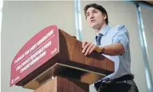  ?? THE CANADIAN PRESS ?? Prime Minister Justin Trudeau announces support measures for renters that will be part of next month’s federal budget, in Vancouver on Wednesday.