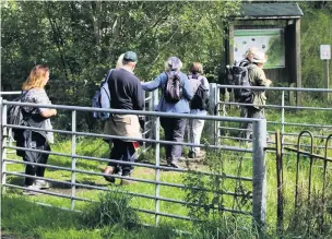  ??  ?? ●●Rochdale Field Naturalist­s’ Society members at the start of the Smardale trail