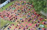  ??  ?? An aerial view of participan­ts performing yoga on Yoga Day at the High Commission India. Photo: High Commission