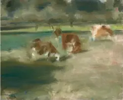  ??  ?? Edwin Walter Dickinson (1891-1978), Cows, 1938. Oil on canvas, 23 x 28 in.