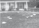  ?? COURTESY PHOTO ?? Flyers litter the yard of Shelby County Commission Chairman Mark Billingsle­y.