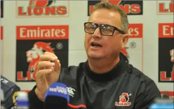  ?? BACKPAGEPI­X ?? WE ARE READY: Swys de Bruin, coach of Lions, is wary of the Jaguares.