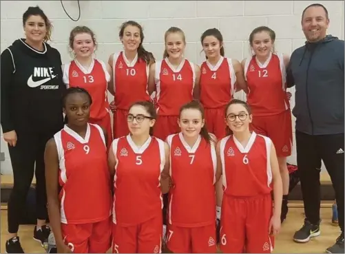  ??  ?? Sparks’ Under-16A team after their 47-27 win over hosts Cavan Eagles on Sunday. Back (l to r) Karen Lynch (assistant coach) Abby Rice, Ava Briscoe, Nikola Busa, Ava Prendergas­t (captain), Ellie Riggs, Gar Mac Criosta (coach); Front (l to r) Ome Elajabor, Gretta McEvoy, Zoe Gardiner, Ava Russell.