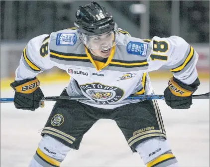  ?? VICTORIA GRIZZLIES/TWITTER ?? The Halifax Mooseheads wanted to add 2017 draft pick Alex Newhook to their roster as they prepare to host the 2019 Memorial Cup, but the 17-year-old St. John’s native has decided to remain with the British Columbia Junior Hockey League’s Victoria...