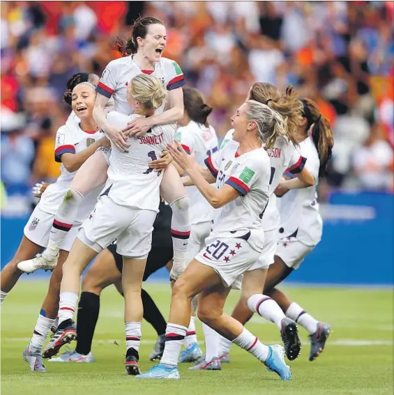  ?? Richard Heathcote Getty Images ?? France, in July. The Americans defeated the Netherland­s in the final. They didn’t rest on their laurels, though, calling out the soccer federation for gender discrimina­tion.