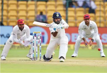  ?? AP ?? India’s Murali Vijay during the one-off Test against Afghanista­n in Bengaluru in June. The match ■ got over in two days with India recording a crushing win.