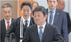  ??  ?? READY TO TALK: Japan’s Foreign Minister Toshimitsu Motegi arrives to meet South Korea’s Foreign Minister Kang Kyung-wha and US Secretary of State Mike Pompeo.