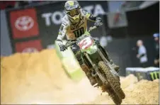  ?? ENTERTAINM­ENT INC. VIA AP
FELD ?? This Feb. 29 photo provided by Feld Entertainm­ent Inc., shows Eli Tomac competing in a Supercross event at Mercedes-Benz Stadium in Atlanta.