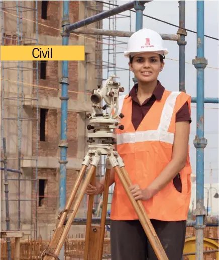  ?? HEMANT CHAWLA / www. indiatoday­images. com ?? A civil engineer assisting at a project site and keeping a tab on the material being used.