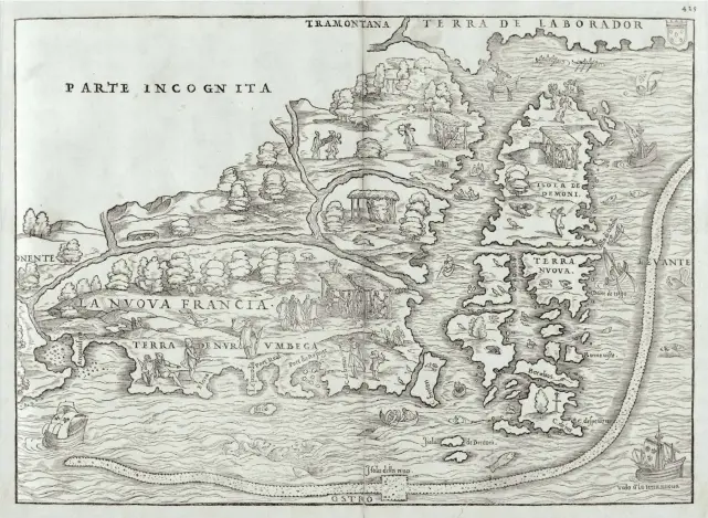  ?? BIBLIOTHÈQ­UE ET ARCHIVES NATIONALES DU QUÉBEC ?? La mystérieus­e île aux Démons est longtemps apparue près de L’Anse-auxMeadows, au nord de Terre-Neuve, sur les cartes de la Renaissanc­e.